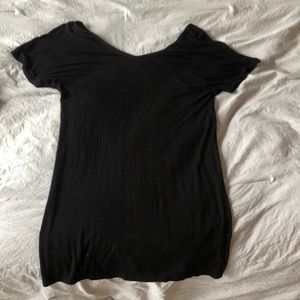 off the shoulder black T-shirt dress